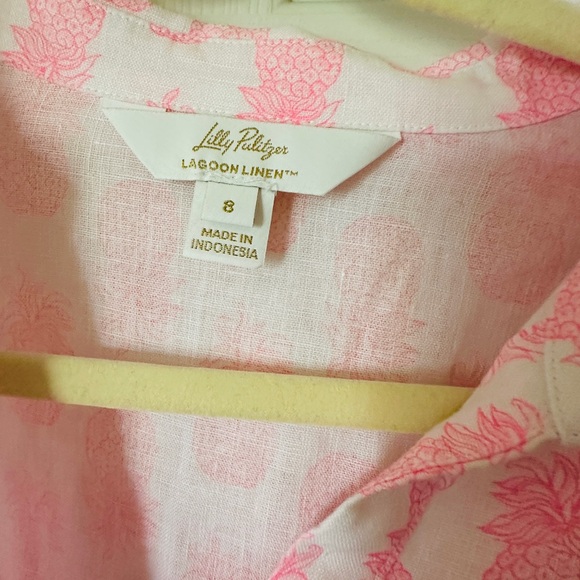 Lilly Pulitzer Pink Printed Linen Shirt Dress - Picture 4 of 10